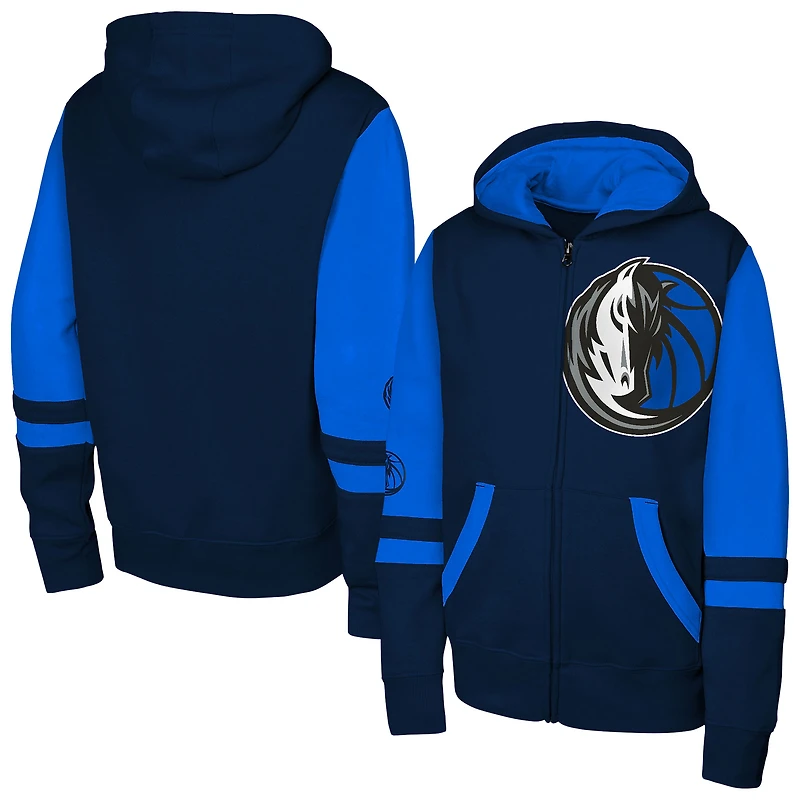 Youth Outerstuff Navy Dallas Mavericks Straight to the League Full-Zip Hoodie