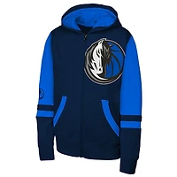 Sweat à capuche entièrement zippé bleu marine Dallas Mavericks Straight to the League pour jeunes Outerstuff