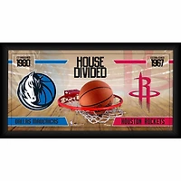 Dallas Mavericks vs. Houston Rockets Framed 10" x 20" House Divided Collage