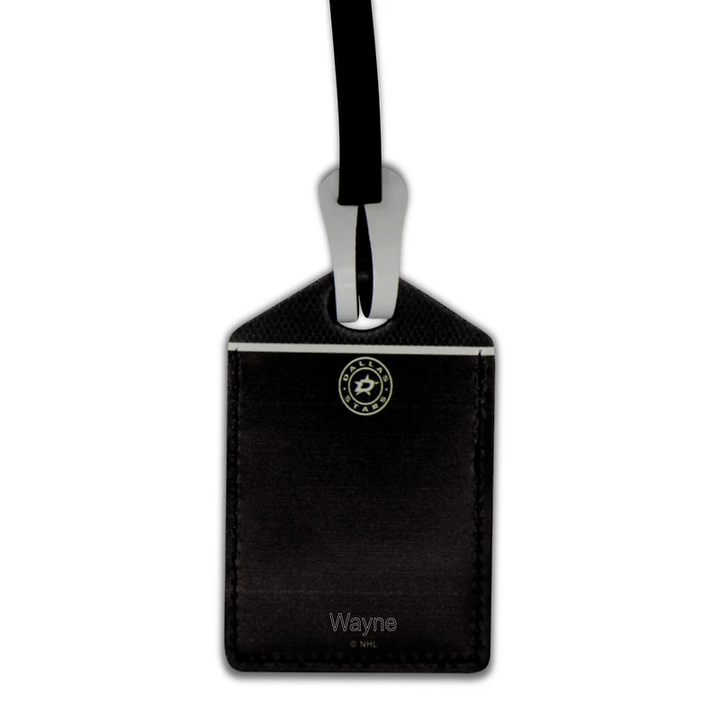 Étiquette de bagage en cuir personnalisée Dallas Stars noire