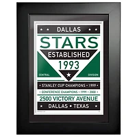 Dallas Stars - Illustration encadrée double ton de 12 `` x 16 ''