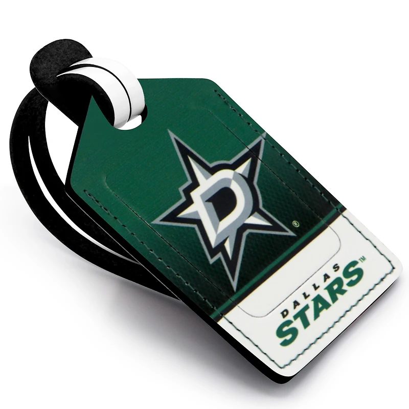 Étiquette de bagage en cuir personnalisée Dallas Stars verte