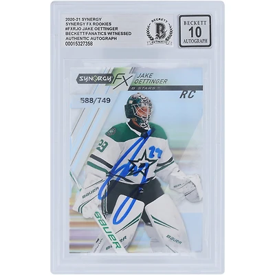 Jake Oettinger Dallas Stars Autographié 2020-21 Upper Deck Synergy FX Rookies #FXR-JO #588/749 Beckett Fanatics Witnessed Authenticated 10 Rookie Card