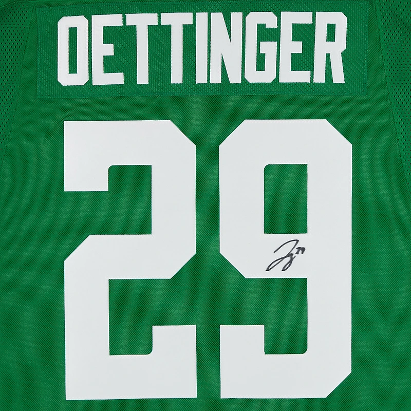 Maillot premium dédicacé par Kelly Green Fanatics des Dallas Stars par Jake Oettinger