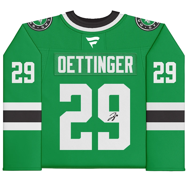 Maillot premium dédicacé par Kelly Green Fanatics des Dallas Stars par Jake Oettinger