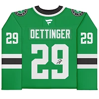 Maillot premium dédicacé par Kelly Green Fanatics des Dallas Stars par Jake Oettinger