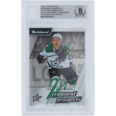 Jason Robertson Dallas Stars Autographié 2020-21 Upper Deck Parkhurst Prominent Prospects Green Ink #PP4 Beckett Fanatics Witnessed Rookie Card Authentifié