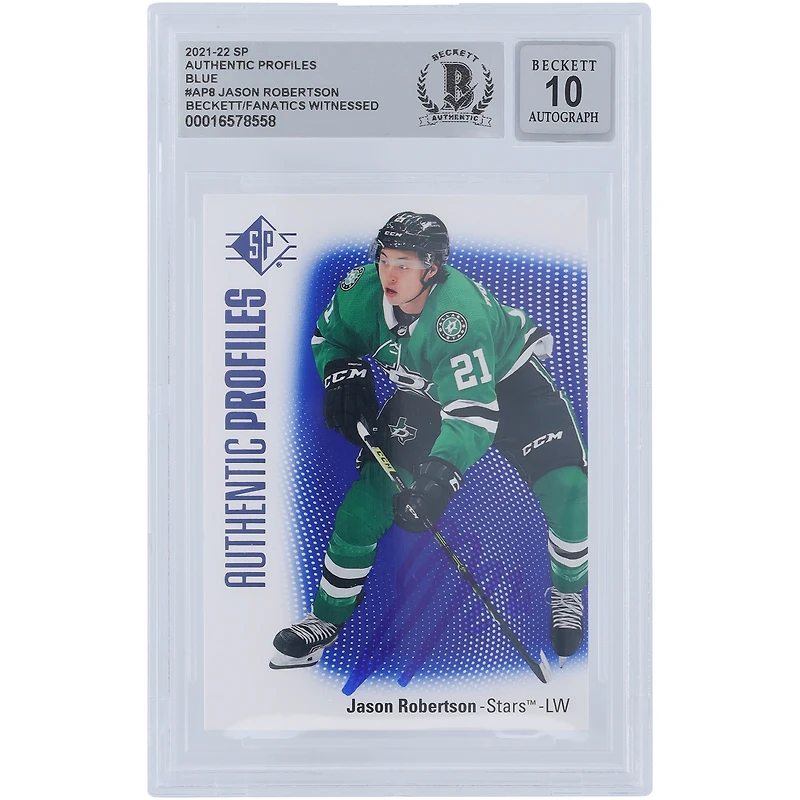 Jason Robertson Dallas Stars Autographié 2021-22 Upper Deck SP Authentic Profiles Bleu #AP-8 Beckett Fanatics Witnessed Authenticated 10 Card