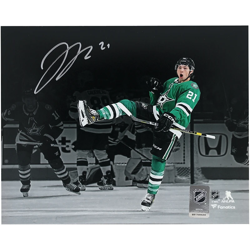 Jason Robertson Dallas Stars Autographed 8" x 10" Green Jersey Celebration Photograph