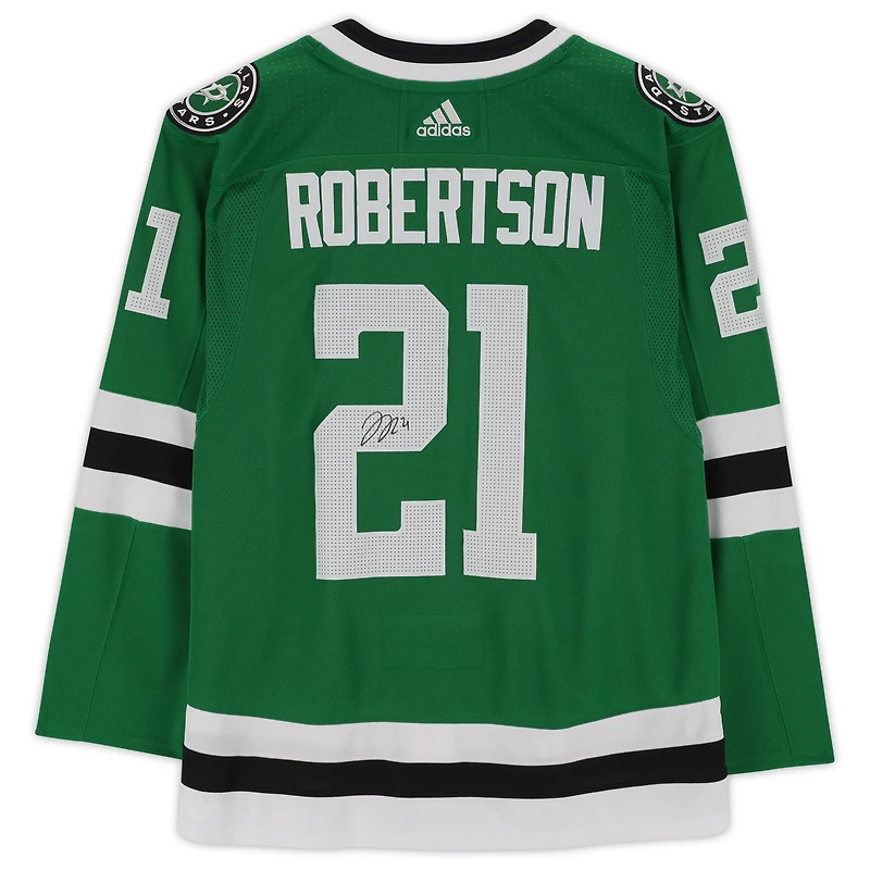 Maillot authentique adidas signé Kelly Green par Jason Robertson Dallas Stars