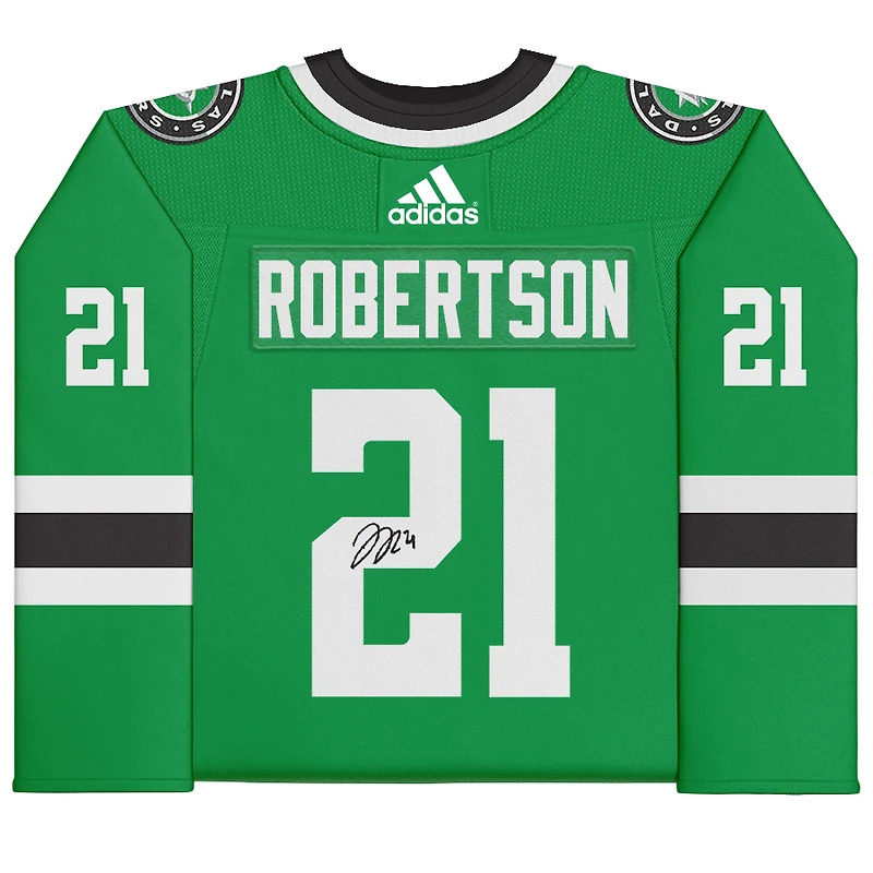 Maillot authentique adidas signé Kelly Green par Jason Robertson Dallas Stars
