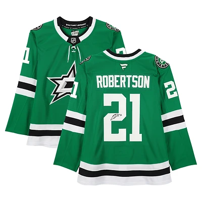 Maillot premium dédicacé par Kelly Green Fanatics des Dallas Stars par Jason Robertson