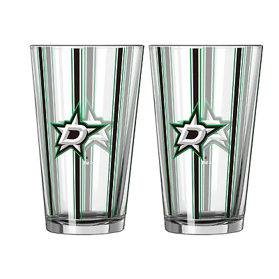 Logo Brands Dallas Stars Two-Piece 16oz. Striped Pint Glass Set