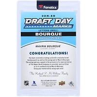 Mavrik Bourque Dallas Stars Autographed 2022-23 Upper Deck SP Game Used Draft Day Marks #DDM-BO #31/35 Rookie Card