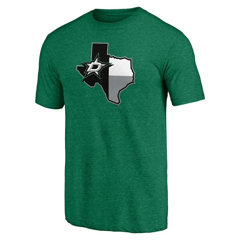 T-shirt vert Heather Kelly Fanatics pour hommes Dallas Stars Tri-Blend Block Party Shoot to Score