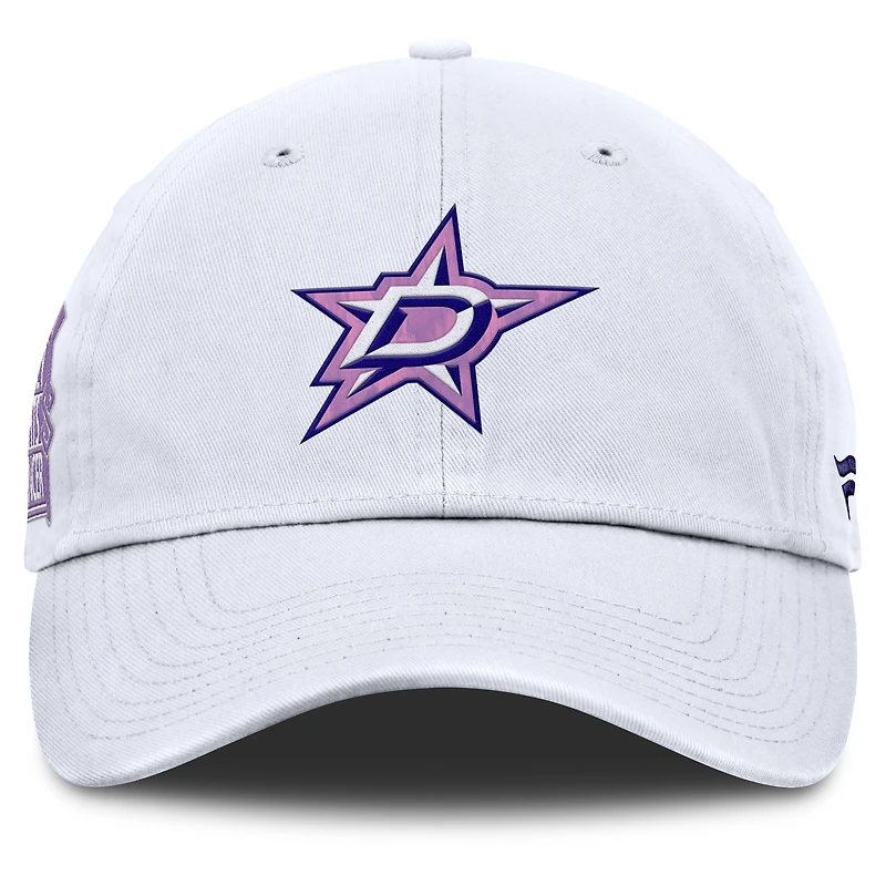 Men's Fanatics White Dallas Stars Authentic Pro Hockey Fights Cancer Adjustable Hat