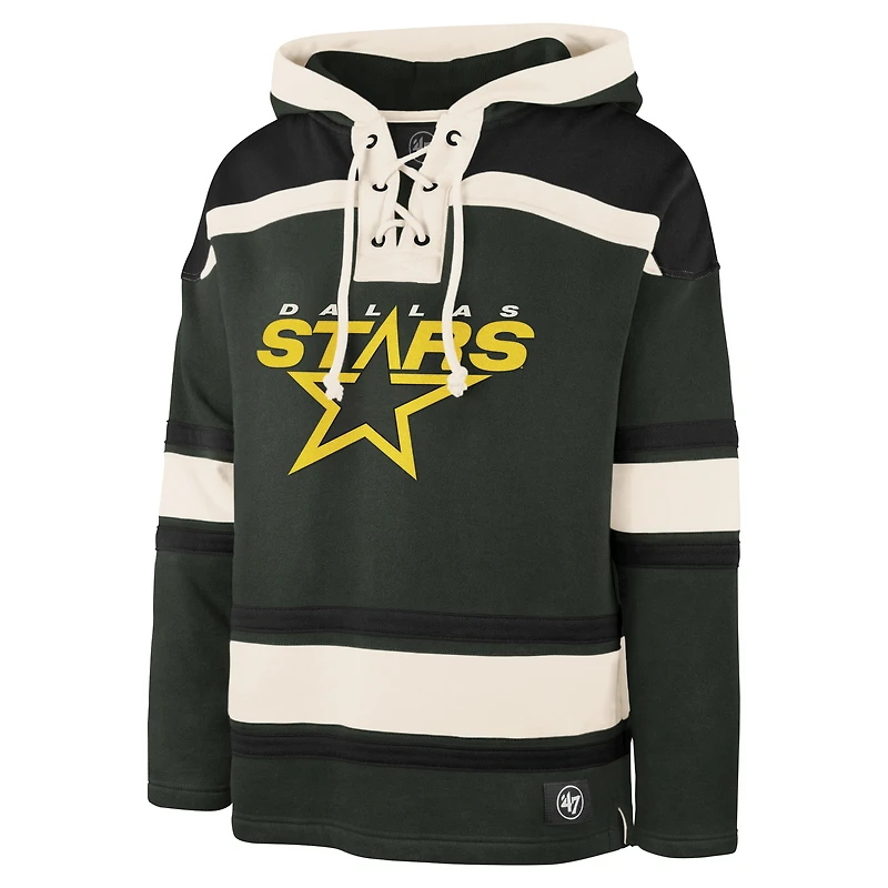 Men's '47 Mike Modano Green Dallas Stars Retired Player Name & Number Lacer Pullover Hoodie