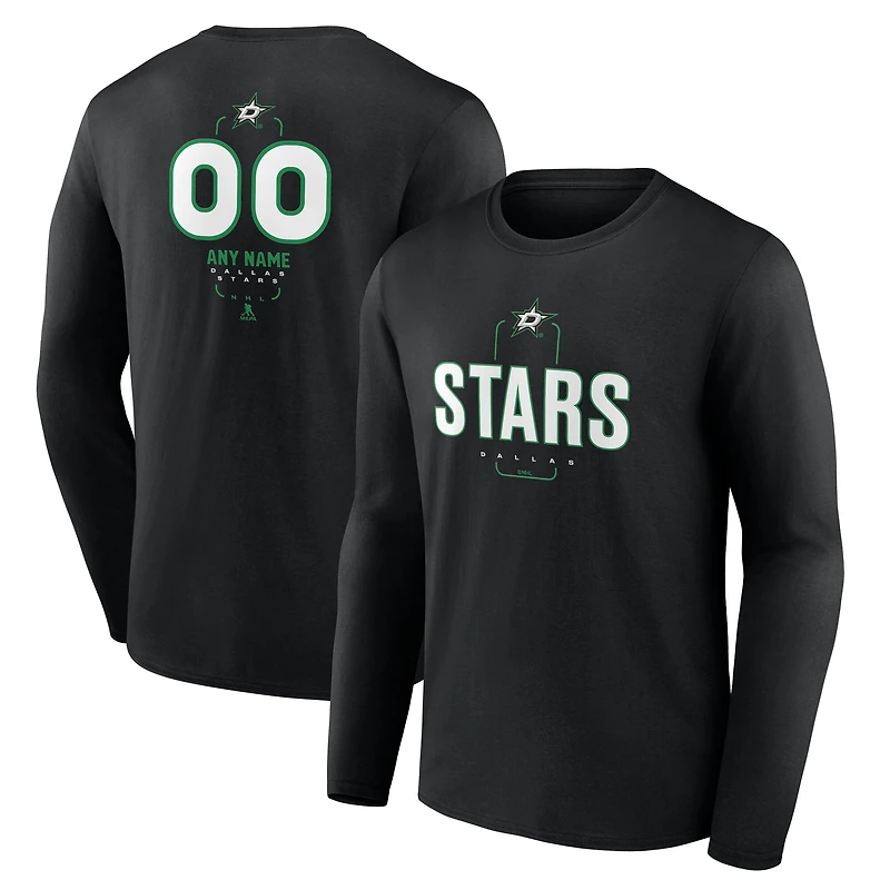 T-shirt à manches longues noir personnalisé pour homme des Dallas Stars