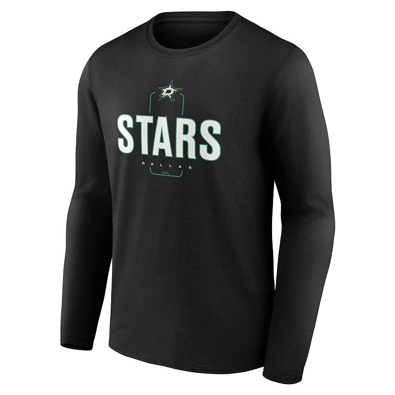 T-shirt à manches longues noir personnalisé pour homme des Dallas Stars
