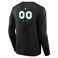 Men's Black Dallas Stars Custom Midfielder Long Sleeve T-Shirt