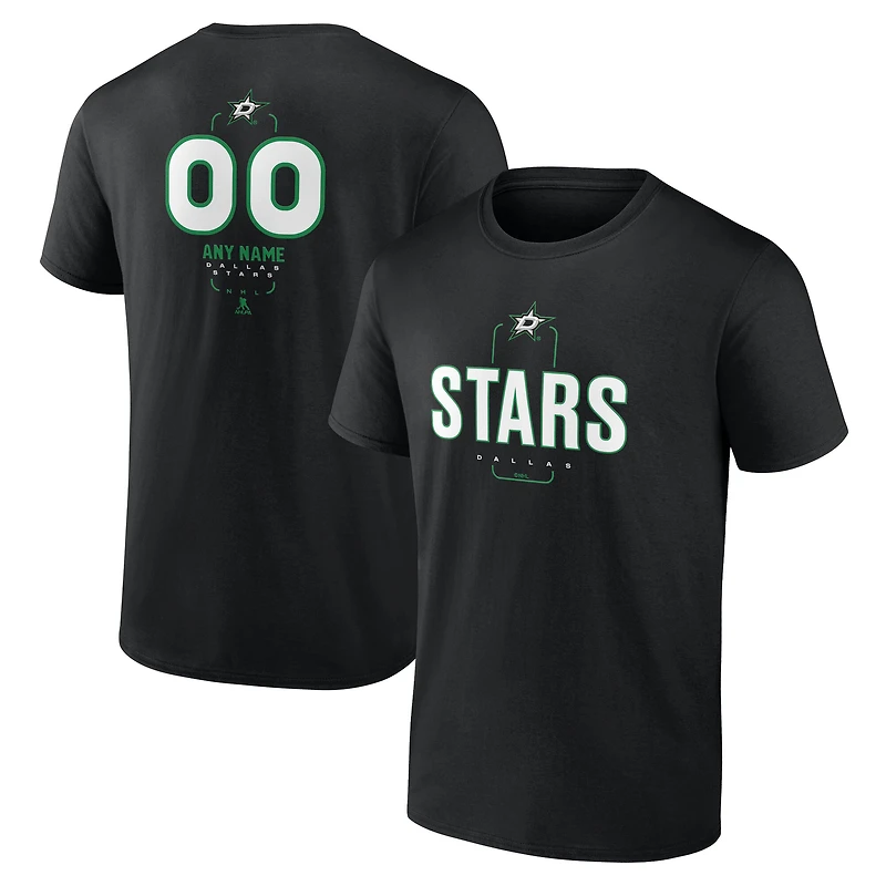 Men's Black Dallas Stars Custom Midfielder T-Shirt
