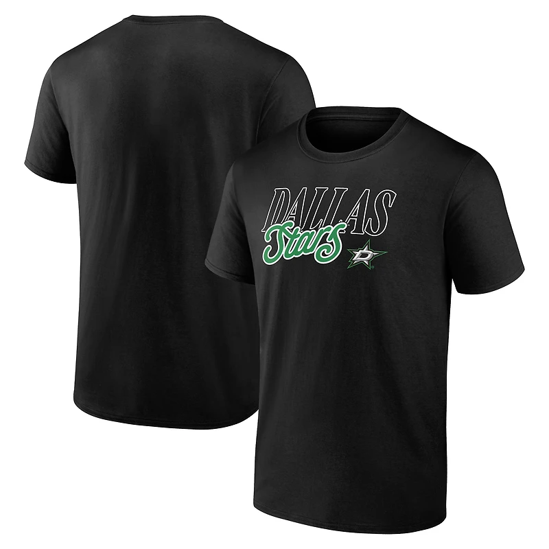 Men's Black Dallas Stars Hockey Script T-Shirt