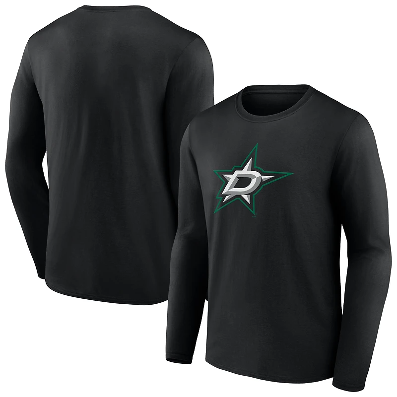 T-shirt à manches longues noir pour homme avec logo principal des Dallas Stars