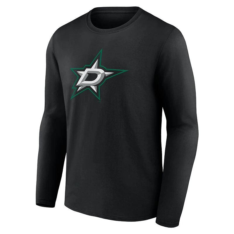 Men's  Black Dallas Stars Primary Logo Long Sleeve T-Shirt