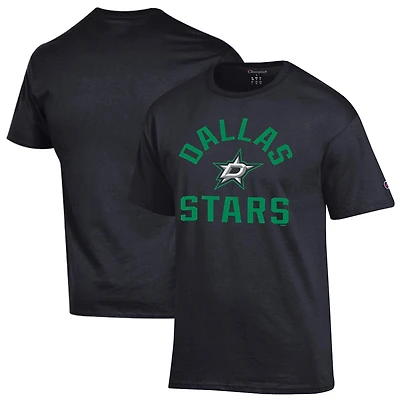 T-shirt Champion noir pour homme avec logo principal des Dallas Stars