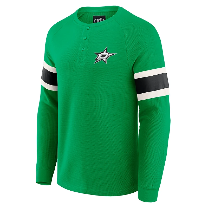 Men's Darius Rucker Collection by Fanatics Green Dallas Stars Waffle-Knit Raglan Long Sleeve Henley T-Shirt