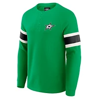 Men's Darius Rucker Collection by Fanatics Green Dallas Stars Waffle-Knit Raglan Long Sleeve Henley T-Shirt