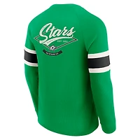 T-shirt Henley à manches longues raglan en tricot gaufré vert Dallas Stars pour homme, collection Darius Rucker par Fanatics