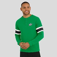 Men's Darius Rucker Collection by Fanatics Green Dallas Stars Waffle-Knit Raglan Long Sleeve Henley T-Shirt