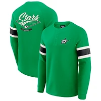 T-shirt Henley à manches longues raglan en tricot gaufré vert Dallas Stars pour homme, collection Darius Rucker par Fanatics