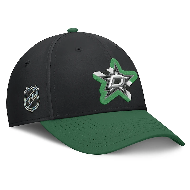 Casquette Fanatics noire et verte Dallas Stars Flex Fit pour homme