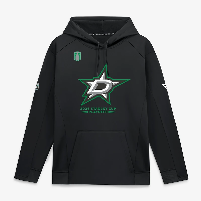 Sweat à capuche authentique Pro Rink Fly en polaire noire Fanatics Dallas Stars, séries éliminatoires de la Coupe Stanley 2026, pour homme