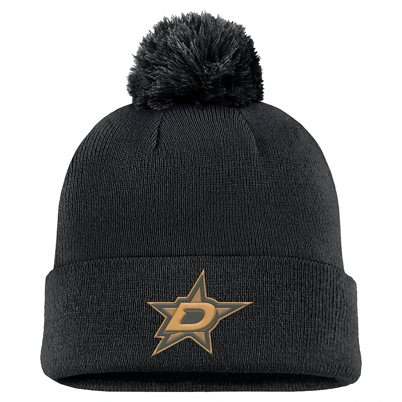 Bonnet en tricot à revers avec pompon authentique Pro Military Appreciation des Dallas Stars Fanatics pour hommes, noir