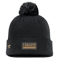 Bonnet en tricot à revers avec pompon authentique Pro Military Appreciation des Dallas Stars Fanatics pour hommes, noir