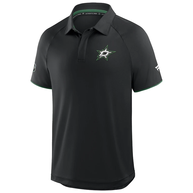Men's Fanatics Black Dallas Stars Authentic Pro Rink Raglan Polo