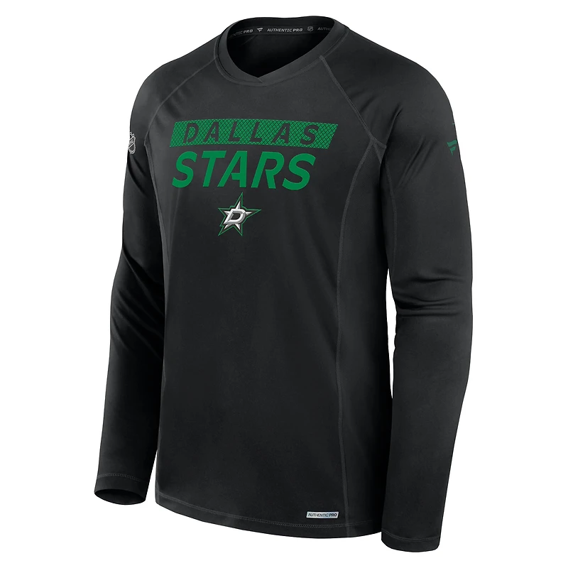 T-shirt à manches longues Fanatics Authentic Pro Rink Tech Dallas Stars pour homme, noir