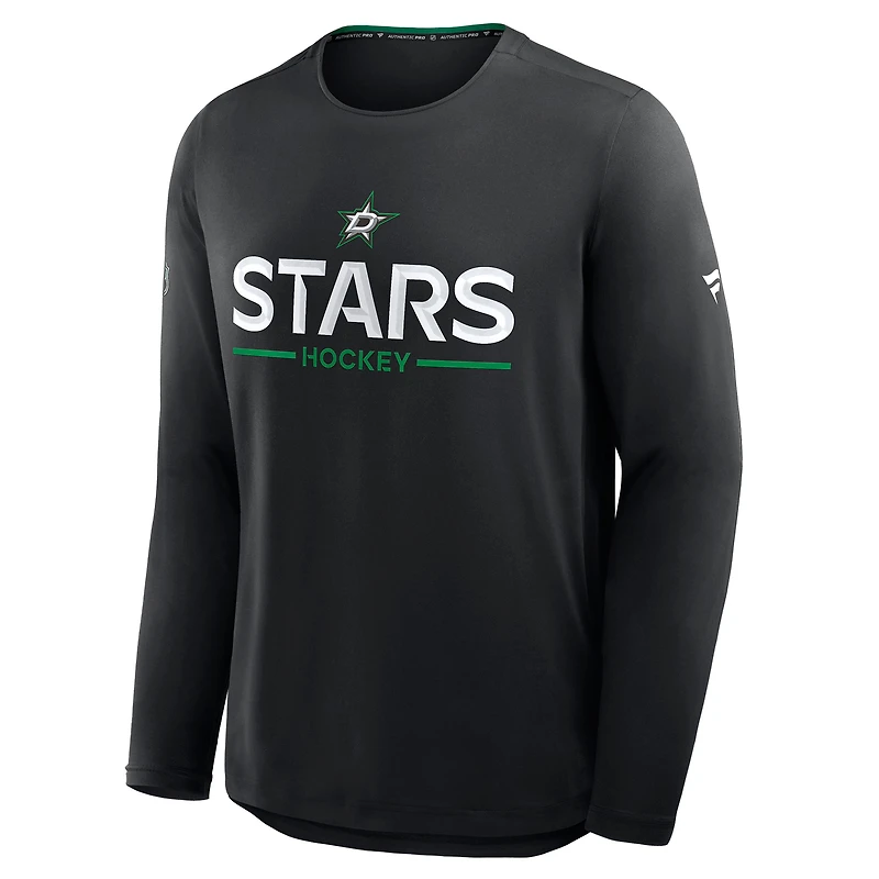 Men's Fanatics Black Dallas Stars Authentic Pro Rink Tech Long Sleeve T-Shirt