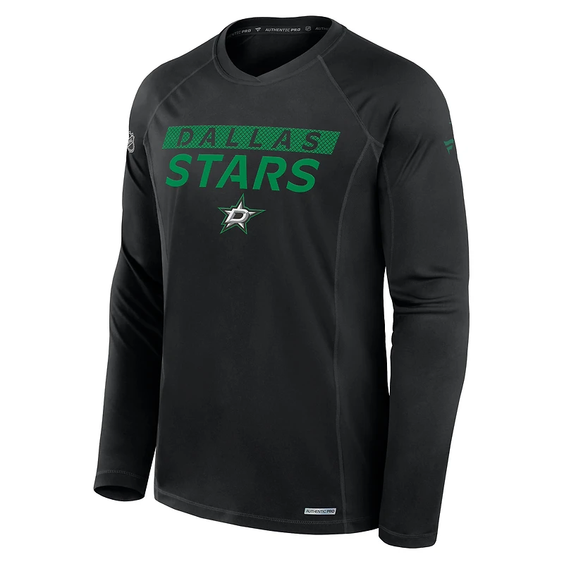 T-shirt à manches longues raglan authentique Pro Rink Tech des Dallas Stars pour homme, noir, Fanatics