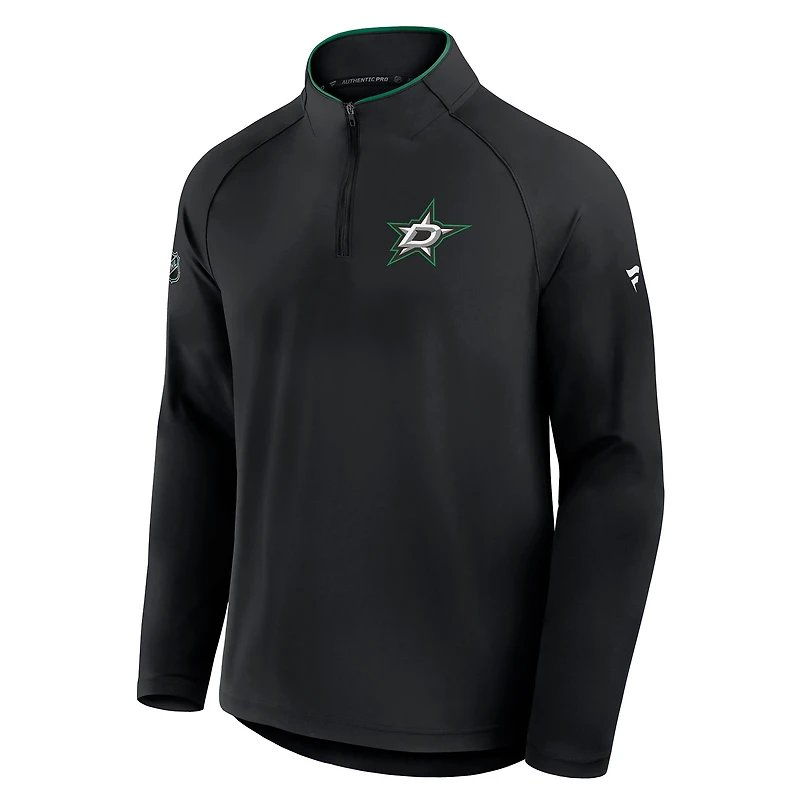 Pull d'entraînement à quart de zip Fanatics noir authentique Dallas Stars pour homme
