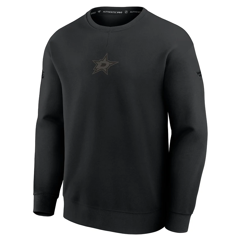 Men's Fanatics Black Dallas Stars Authentic Pro Road Tri-Blend Sweatshirt