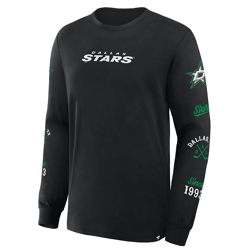 T-shirt à manches longues Fanatics pour homme, noir, Dallas Stars, en boîte, Legacy