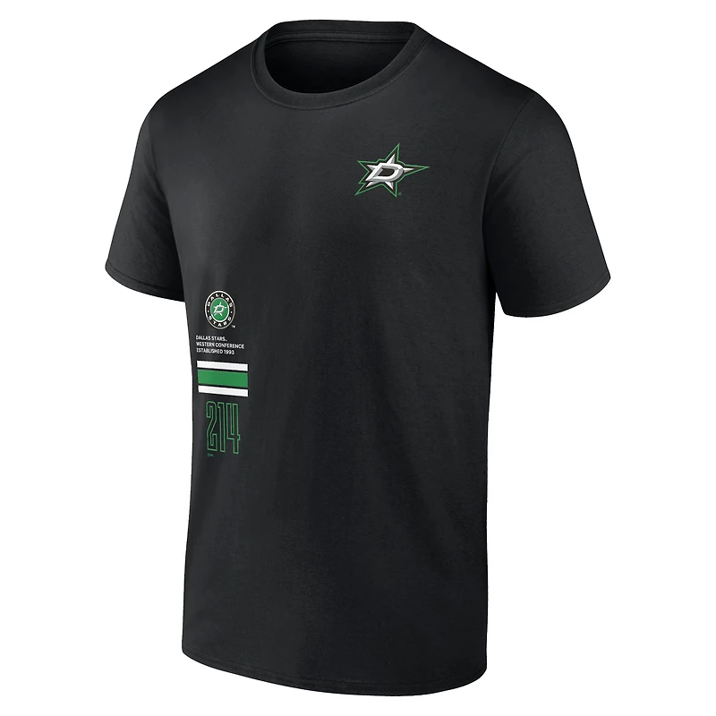 T-shirt noir Fanatics pour hommes, les Stars de Dallas représentent