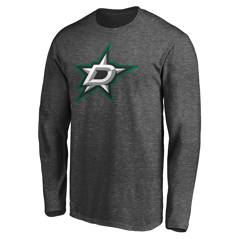 T-shirt à manches longues Fanatics pour homme, anthracite, avec logo des Dallas Stars