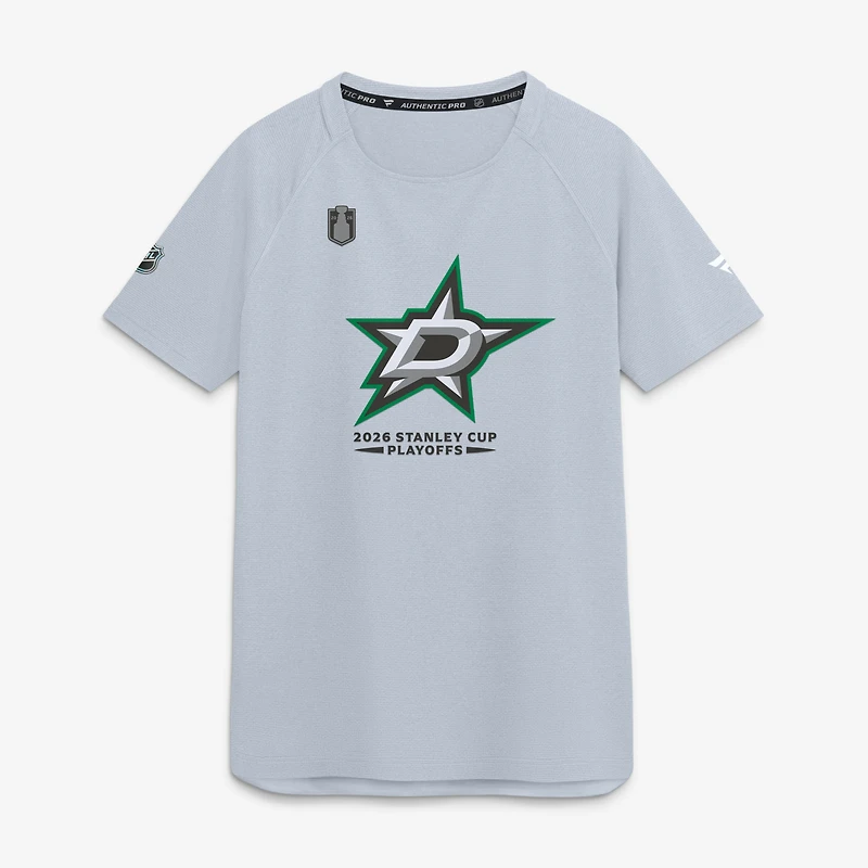 T-shirt authentique de performance professionnelle Fanatics gris Dallas Stars, séries éliminatoires la Coupe Stanley 2026, pour homme