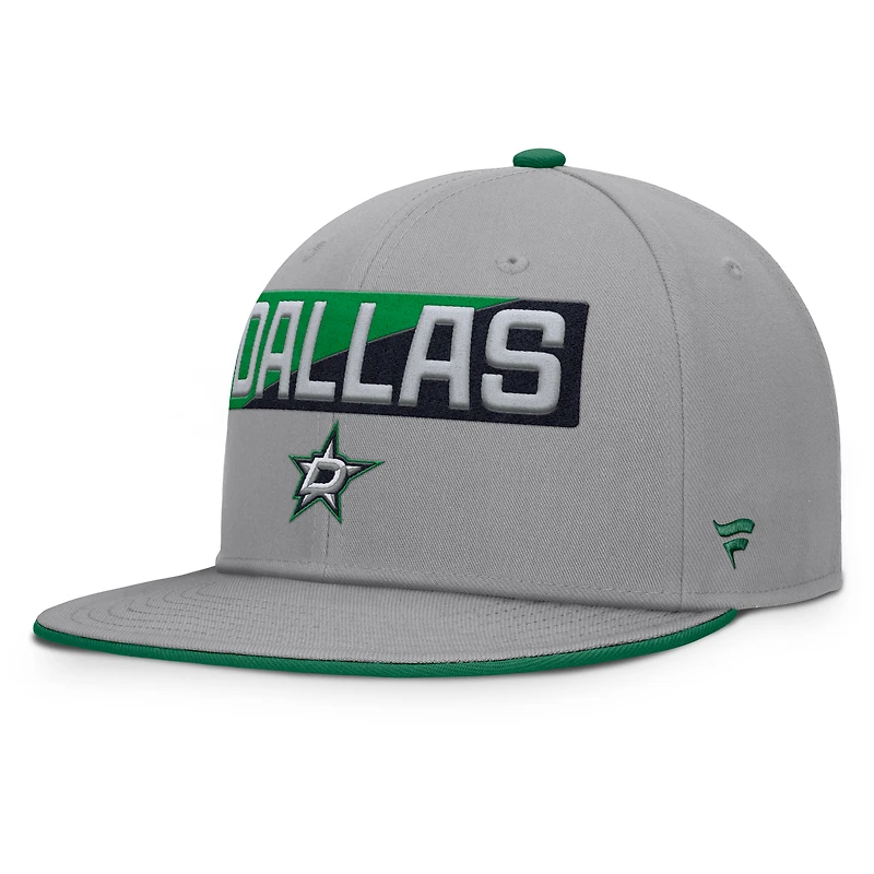 Men's Fanatics Gray Dallas Stars Fundamentals Duo Split Logo Snapback Hat
