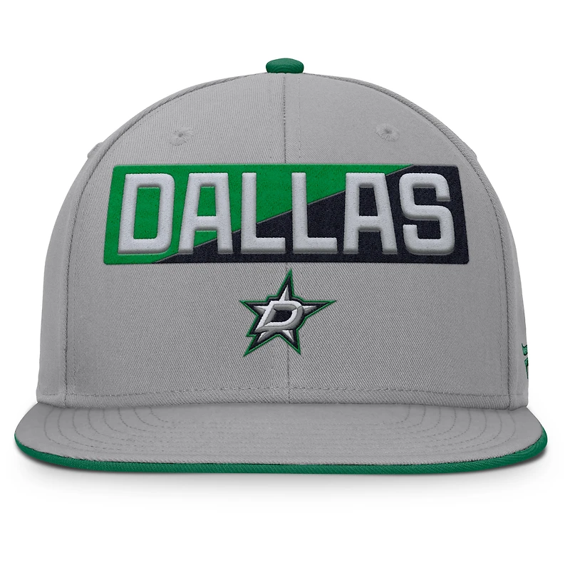 Men's Fanatics Gray Dallas Stars Fundamentals Duo Split Logo Snapback Hat